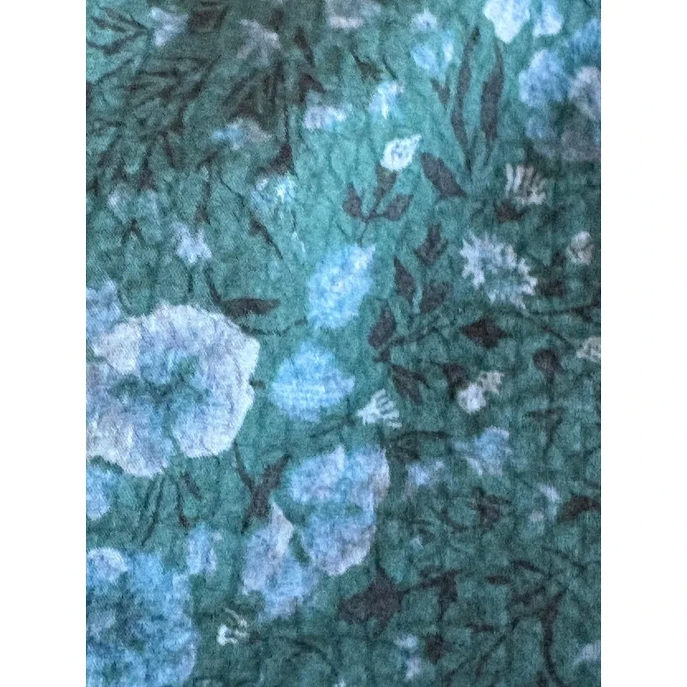 Madewell Green Floral Puff Sleeve Wrap Top Cotton V-Neck Blouse Size Medium